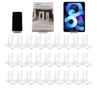 AKOLAFE Confezione da 30 supporti per iPad in plastica trasparente per display, supporti regolabili per piccoli piatti in acrilico, supporto multifunzionale separabile da tavolo per piatti, telefoni