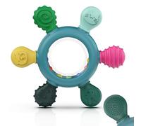 akolik Giochi Dentizione Neonato, Sonaglio Anello Massaggiante in Silicone per Bambini, Massaggiagengive Senza BPA per neonati di età superiore ai 3-6 6-12 mesi