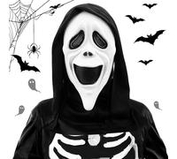 AKONE Maschera Ghostface per Halloween, maschera horror con urlo, maschera con teschio, maschera per feste di Halloween, cosplay, maschera di spiriti, accessori per costumi di mascherata, adatta per