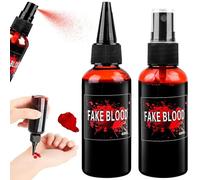 AKONE Sangue artificiale per Halloween, 60 ml, 2 pezzi Fake Blood, film sangue, vampiro, sangue di zombi, per carnevale, film, teatro, malizia, ferite simulate (lavabile e sicuro)