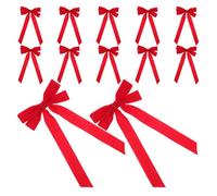 AKOOSY 12 Pezzi in Rosso per Decorazioni Natalizie Rustiche Fiocchetti Piccoli per Ghirlande Corone e Sacchetti Dolci Artigianali per Porta e Albero Decorazioni Te Festive