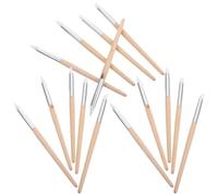 AKOOSY 15 Pezzi Penna per Nail Art in Silicone Impugnatura in Legno, Strumento Portatile per Modellare Argilla e Creare Decorazioni per Manicure e Ceramica, Colore Cachi
