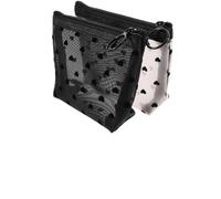 AKOOSY 2 Pezzi Pochette Trucchetti Donna in Nylon Leggero e Rete Traspirante Cerniera a Cuore Borsa da Toeletta Portatile per Uso Quotidiano e Passeggiate