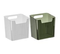 AKOOSY 2 Pezzi Scatola Portaoggetti da Parete Pet Trasparente e Verde per Bagno Organizer Multifunzione per Shampoo Spazzolini e Utensili Robusto e Adesivo per Superfici Diverse