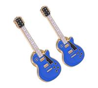 AKOOSY 2 Pezzi Spille a Forma di Chitarra Vintage da Bavero, Spille Musicali Decorative Smalto Blu, Accessori per Giacca e Zaino per Donne Appassionate di Musica