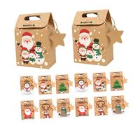 AKOOSY 24 Pezzi Scatole Regalo Natalizie in Carta Kraft Confezioni Regalo Piccole per Dolcetti e Caramelle Scatole di Cartone Resistenti per Biscotti e Feste di Natale e Compleanni Facili