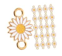 AKOOSY 25 Pezzi Ciondoli Fiore Margherita in Lega con Doppio per Creazioni Gioielli DIY Charm Connector Versatili per Collane Bracciali e Orecchini Decorazioni Artigianali Naturali