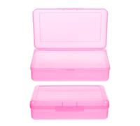 AKOOSY 2pezzi Astuccio Grande Capacità Rettangolare in Plastica Rigida Contenitore per Pastelli e Pennarelli Multiuso Astuccio Trasparente Rosa per Materiale Scolastico e Ufficio