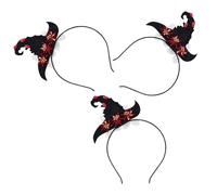 AKOOSY 3 Pezzi Cerchietti Cappello Strega con Fiori per Halloween Accessori Costume Leggeri e Comodi per Feste e Cosplay Fasce Capelli per Adulti