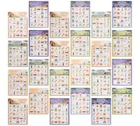 AKOOSY 33 Pezzi Set Gioco Bingo da Campeggio per Feste, Carte per Gruppi | Carta dal Design Curato, per Adulti, Attività Portatile, Gioco di Squadra per Campeggio e Incontri