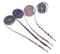 AKOOSY 4 paia Lacci per Scarpe Sneaker Elastici Colorati con Stampe Stelle Leopardo Mucca e Zebra Sostituzione Resistente per Scarpe Sportive e Casual