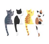 AKOOSY 4 Pezzi Ganci Adesivi a Forma di Gatto per Parete, senza Fori | Plastica e Metallo, per Bagno e Cabina Armadio, Organizzazione Salvaspazio, Delicati e Moderni