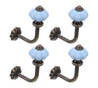 AKOOSY 4 Pezzi Gancio a Zucca Vintage Blu in Lega di Zinco, Facile da | Design Rustico Antico, Accenti Ceramici, per Stanza Ragazze e Pareti Carico Robusto