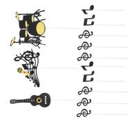 AKOOSY 40 Pezzi Cake Topper Note Musicali in Carta, Design Unico con Chitarra e Microfono, per Eventi a Tema Musicale e Compleanni