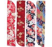 AKOOSY 4pezzi Custodia Ventaglio Manuale Cinese in Seta Doppio Design Vintage con Motivo Floreale Leggeri e Facili da Trasportare per Ventagli Giapponesi per Eventi e Regali