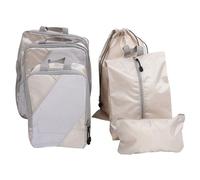 AKOOSY 6 pezzi Organizer Valigia Estensibili Beige con Cerniera Liscia Compressione per Viaggi Borse Salvaspazio Resistenti e Versatili per Ordinati e Facili Usare