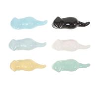 AKOOSY 6 Pezzi Set 6 Pezzi Portapennelli in Ceramica a Forma di Gatto, Supporto per Pennelli da Calligrafia Cinese e Pittura Sumi, Organizer da Scrivania per Artisti e Appassionati D’arte