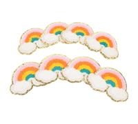 AKOOSY 8 Pezzi Toppe per Abbigliamento in Chenille Ricamate a Doppio Strato Arco Iris, Termoadesive per Riparare Buchi, per Lavori di Cucito Fai da Te su Vestiti e Borse