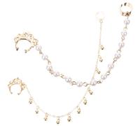 AKOOSY Anelli al Naso e Orecchini Punk con Catena e Nappa a Goccia, Gioielli Finti per Piercing Corpo Donna, Stile Art Déco per Feste, Balli e Picnic Estivi, Set da 2 Pezzi