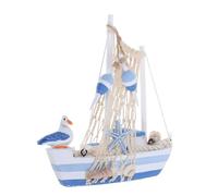AKOOSY Barca a Vela in Legno Decorativa con Tema Marino e Uccelli marini intagliati per scrivania in lavorativo e Regalo Formato Compatto