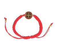 AKOOSY Bracciale di San Benedetto Intrecciato Regolabile Rosso in Lega e Corda Braccialetto Religioso Cristiano Unisex per Uomo e Donna Accessorio Spirituale per Uso Quotidiano