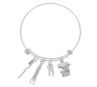 AKOOSY Bracciale Regolabile in Acciaio Charm e Spazzolino per Professionisti del Settore Dentistico, Braccialetto da Donna per Laurea e Regali di Compleanno
