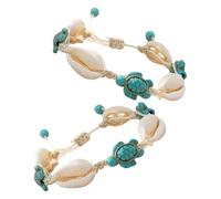 AKOOSY Braccialetti Boho a Tema Oceano Conchiglie e Tartaruga Marina Set 2 Pezzi Versatili come Bracciali o Cavigliere Estive per Gioielli da Spiaggia e Vacanze al Mare