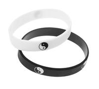 AKOOSY Braccialetti Yin Yang in Silicone 2 Pezzi Unisex Bracciali di Gomma Simbolo Tai Chi Accessori Moda Sportivi Design Cultura Cinese Comodi e Delicati sulla Pelle Taglia Unica