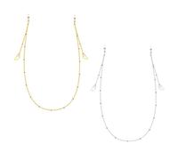 AKOOSY Catena per Occhiali da Sole e Maschera 2 Pezzi D’angelo in Metallo Colore Oro e Argento Cordino Antiscivolo Accessorio Donna Pratica e Durevole