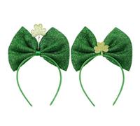 AKOOSY Cerchietto Festivo Verde Trifoglio 2 Pezzi in Stoffa per Feste | Accessorio Classico e Riutilizzabile, Adatto a Foto Allegre, e Spirito Scolastico