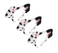 AKOOSY Cerchietto Orecchie Pelose Dalmata 3 Pezzi, Fascia per Chioma Cosplay Cane Maculato Bianco e Adulti, Accessorio Costume Feste a Tema Animale