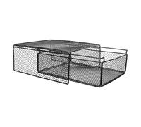 AKOOSY Cestino Portaoggetti per Armadio Nero Medio in Metallo Impilabile, Scaffale Organizer Multiuso per Guardaroba, Bagno e Cucina, Contenitore Salvaspazio Resistente per Stoccaggio