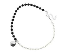 AKOOSY Collana alla Moda Ciondolo Tai Chi Bagua in Perle Bianche e Nere Catena Versatile da Donna Design a Cerchio Traforato Yin Yang Regalo Elegante per Occasioni Speciali