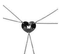 AKOOSY Collana Ciondolo a Forma di Cuore e Farfalla in Acciaio Titanio Set da 3 Pezzi Catene da 50 CM Gioielli dell'Amicizia per Donne e Ragazze Design Abbinato per Look Elegante e