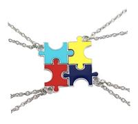AKOOSY Collana di Amicizia Creativa Ciondolo Puzzle a Quattro Pezzi in Lega Colorata, Comoda da Indossare, per Migliori Amiche e Occasioni Speciali