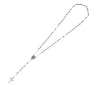 AKOOSY Collana Rosario in Acciaio Inossidabile per Battesimo, Accessorio Chic e Semplice Croce, per Viaggi e Feste