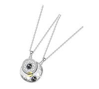 AKOOSY Collane di Coppia per lui e per lei Ciondolo Sole Magnetico Collana di Proiezione Ti Amo in 100 Lingue Set da 2 Pezzi per Regalo di Coppia e Festa degli Innamorati