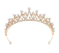 AKOOSY Corona Principessa Barocca con Cristalli e Perle, Tiara Sposa Elegante per Matrimonio, Feste di Compleanno e Cerimonie