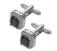 AKOOSY Gemelli da Uomo in Metallo Strass Neri Rotondi, Ornamenti per Polsini di Camicia alla Francese, Set Copribottoni Eleganti per Eventi Formali e Cerimonie