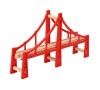 AKOOSY Giochi Binari in Legno con Ponte Rosso Sopraelevato Modello Passaggio Sopraelevato per Kit Costruzione Tracciati Ferroviari DIY Accessori Compatibili per Treni Giocattolo