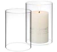 AKOOSY Glass Chimney for Candle 2 pezzi in vetro trasparente con aspetto ornamentale e resistente, per ambienti domestici