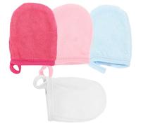 AKOOSY Guanti per Pulizia Viso e Detergere la Pelle Delicatamente 4 Pezzi in Microfibra Riutilizzabili con Apertura per Appenderli, per Rimuovere il Make-up Colore Colore Casuale