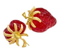 AKOOSY Orecchini a Bottone Fragola Unici in Lega e Resina, Comodi e Anallergici, per Donna in Viaggio e Party, di Accessori alla Moda