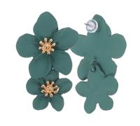 AKOOSY Orecchini Donna Fiore Verde Doppio Eleganti Gioielli Moda Resistente Leggero per Uso Quotidiano e Viaggio