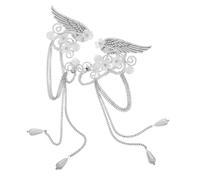 AKOOSY Orecchini Fantasy Filigrana con e Accessori Cosplay Fatina Nappa Lunga Clip Orecchio per Feste Halloween e Matrimoni