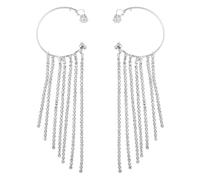 AKOOSY Orecchini Pendenti Donna Strass e Nappine Lunghe Gioielli per le Orecchie senza Foro Decorazione Moda per Feste Lavoro e Viaggi Set 1 Paio Argento