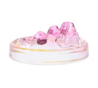 AKOOSY Piatto in Vetro per Inchiostro da Pittura con Porta Pennelli Integrato Supporto Stabile per Caligrafia Cinese e Acquerello Piccolo e Portatile Anti-trabocco Colore Sfumato Rosa