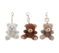 AKOOSY Portachiavi a Forma di Orso in Peluche Morbido 3 Pezzi, Ciondoli Pendenti per Borsa e Zaino, Accessori Decorativi Compatti e Soffici per Feste e Regali