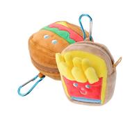 AKOOSY Portamonete Forma di Hamburger e Patatine con Portachiavi Mini Borsetta Zipper Multiuso per Borse e Accessori Charm Carino per Monete e Auricolari