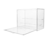 AKOOSY Scatola Acrilica Trasparente Impilabile con 3 Livelli e 2 Ripiani Mobili, Vetrina con Porta Magnetica per Miniature e Oggetti Decorativi da Collezione